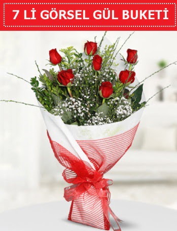 7 adet kırmızı gül buketi Aşk budur  Tekirdağ ucuz çiçek gönder 